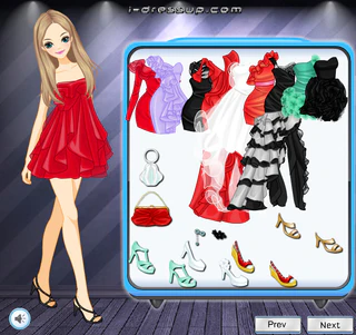 Одевалка платья из органзы с рюшей