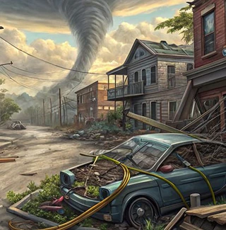 Город в разрухе