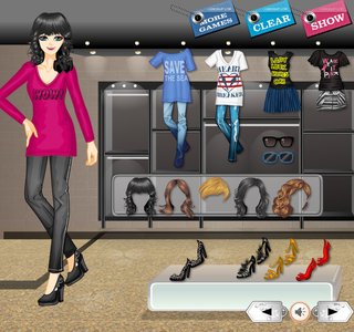 Одевалка девушка в футболке с принтом