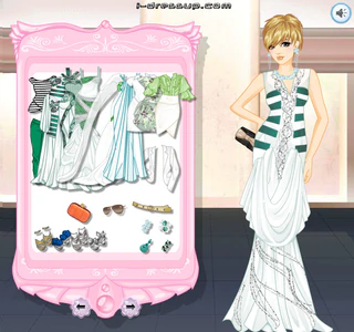 Одевалка : Зеленое и белое