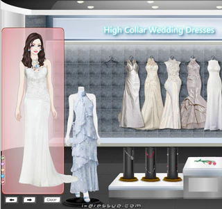 Одевалка Свадебные Платья с Высоким Воротником